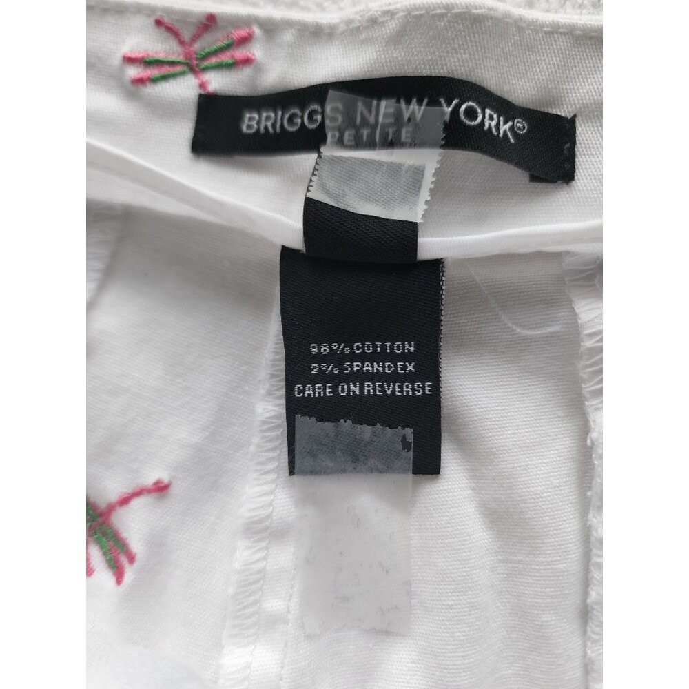 BRIGGS New York Women's Petite Embroidered Dragonfly Bermuda Shorts White 10P‎ - Picture 8 of 12